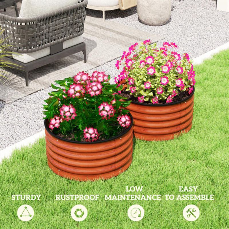 Set of 2 Heavy-Duty Galvanized Planter Tubs for Flowers & Herbs image number 4