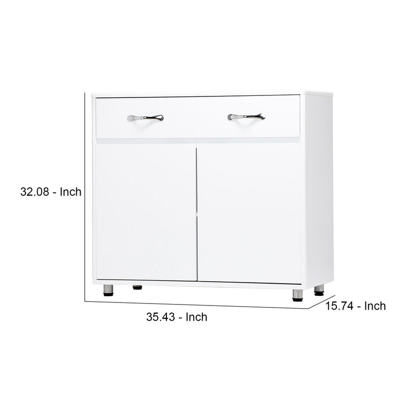 Server with 2 Door Storage and 1 Drawer, White