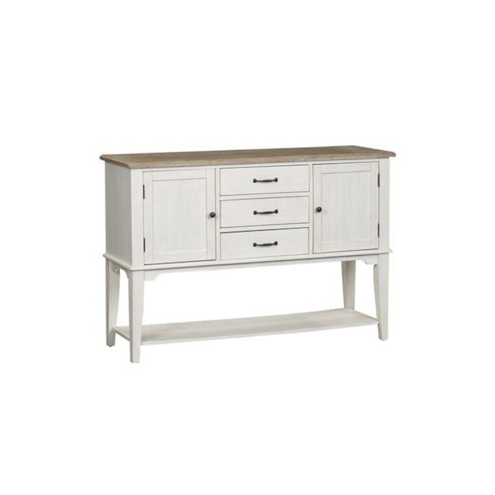 Liberty Furniture Summerville Server in Soft White Wash w/ Wirebrushed Gray Top