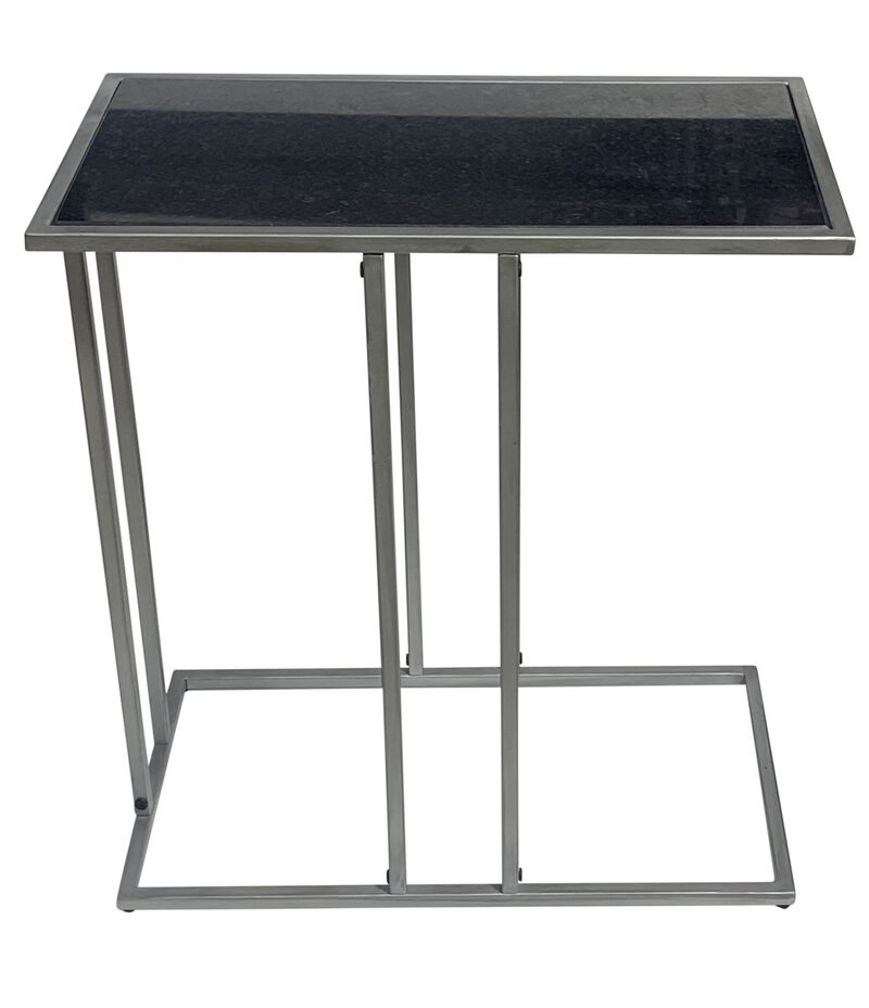 HomeRoots 26" Black and Gunmetal Marble and Iron Frame End Table image number 2