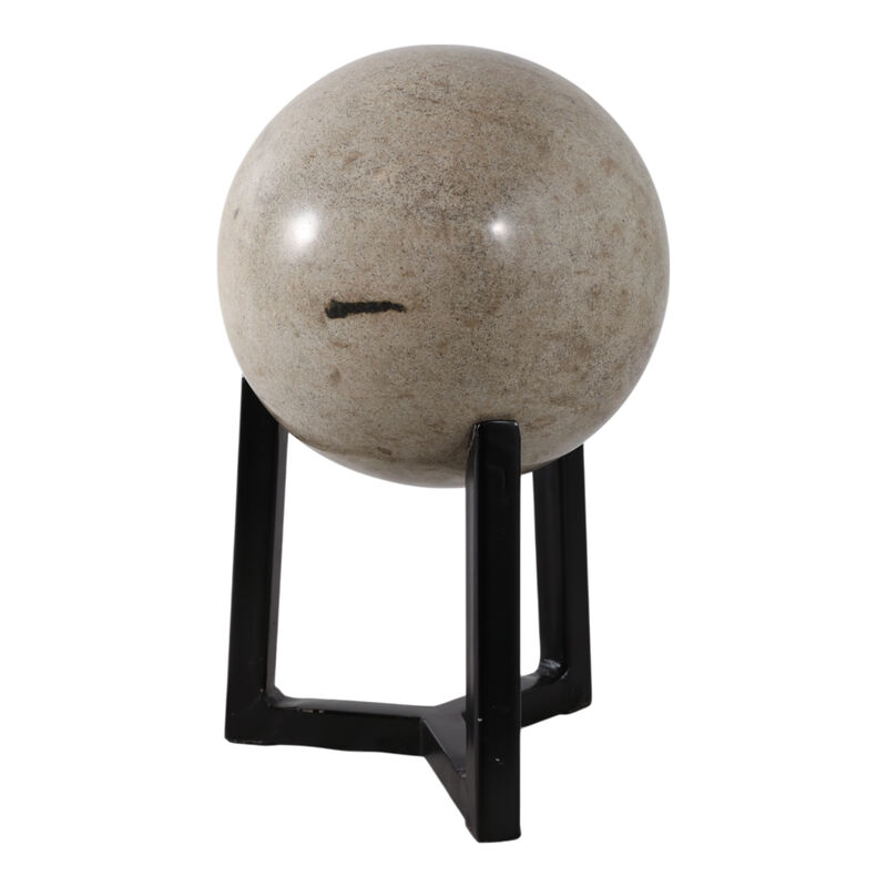 14x8" Marble Orb On Stand, Ivory/black image number 1