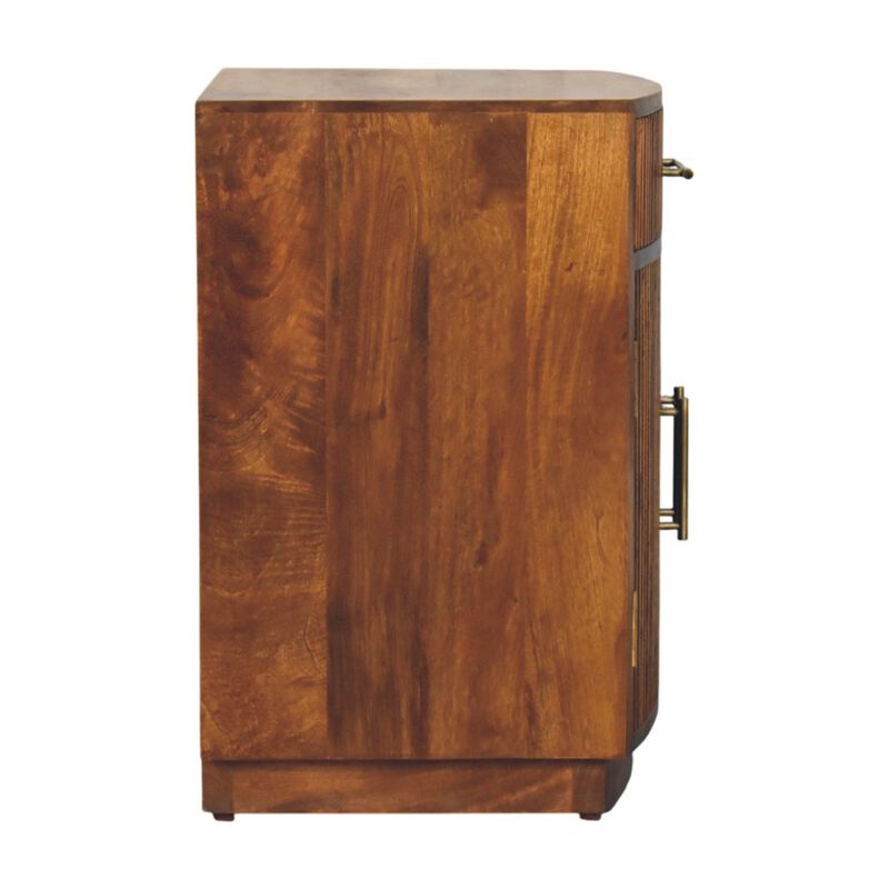 Artisan Furniture Solid Wood Milan Fluted Bedside Cabinet, Brown image number 7