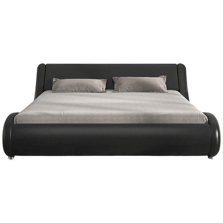 Faux Leather Platform Bed Frame with Headboard for Modern Bedroom Style
