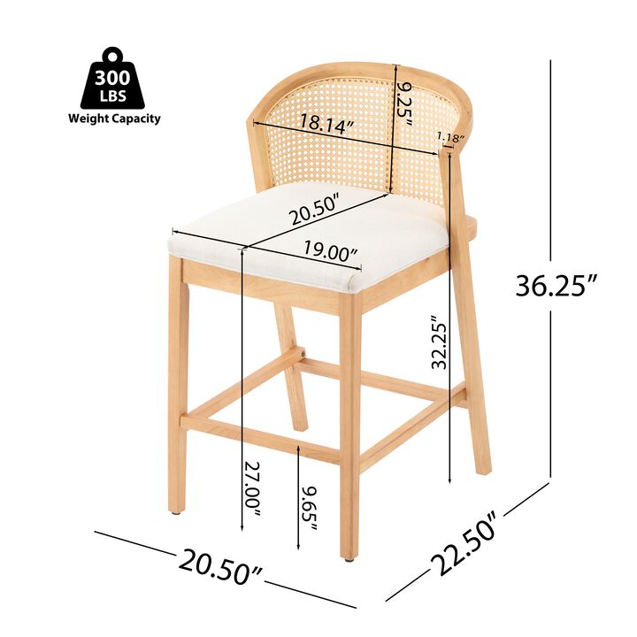 Christopher Knight Home Salazar Rattan and Rubberwood Upholstered Counter Stools (Set of 4)