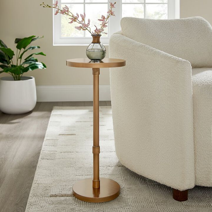 Meraux Antique Brass Adjustable Height Accent Table