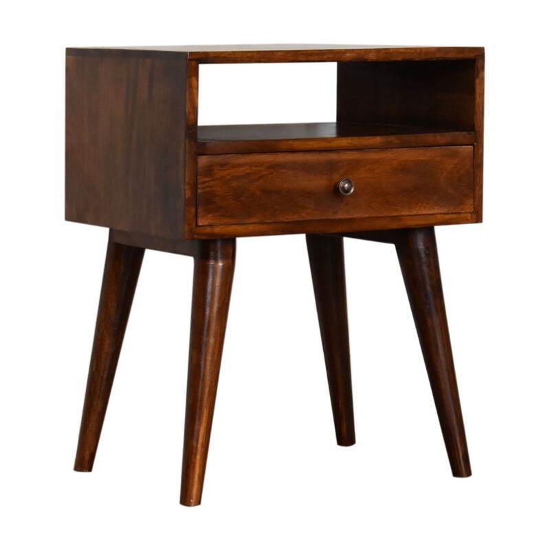 Modern Chestnut Solid Wood 1 Drawer  NightStand