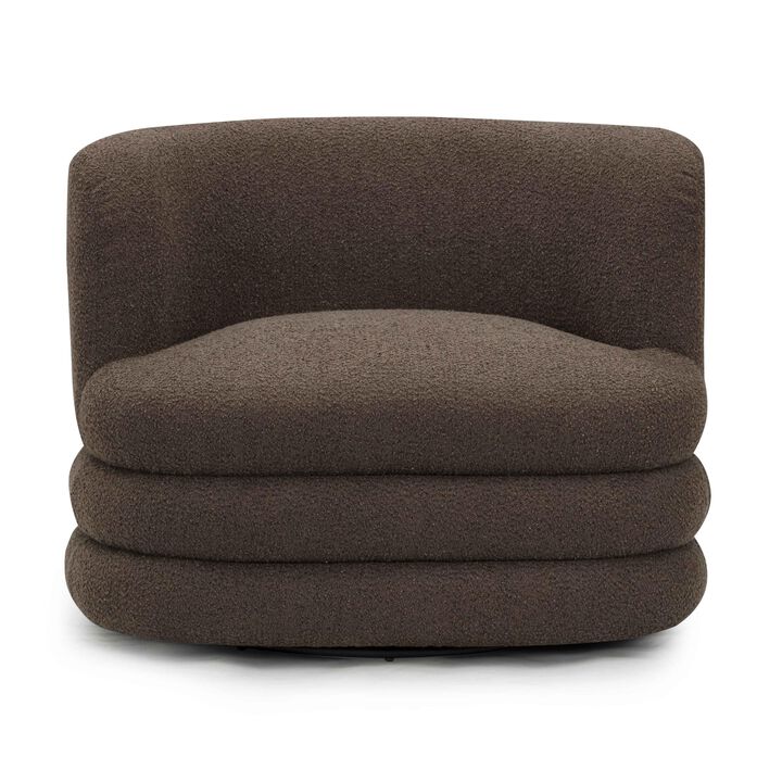 TOV Furniture Astor Brown Boucle Swivel Hotel Lounge Chair