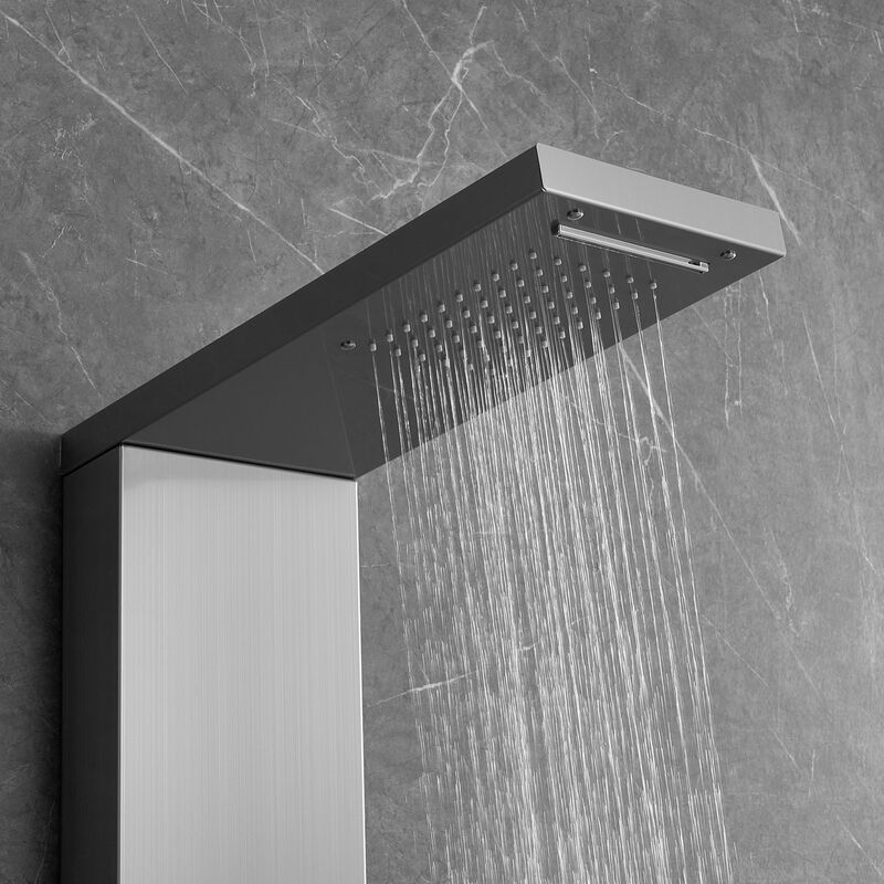 Shower Panel System with 4 Modes, 5 Full Body Jets, Handheld Shower and Hose-Silver image number 8
