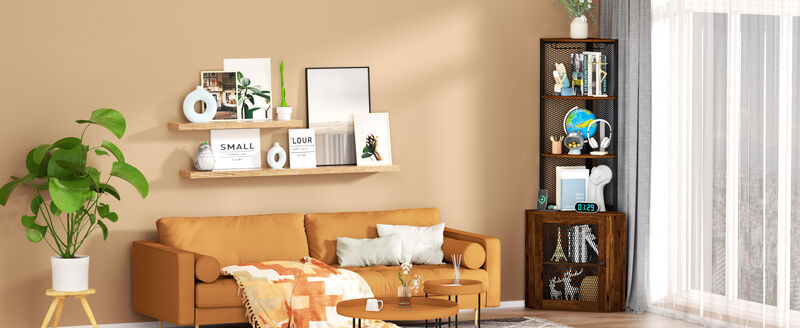 Corner Shelf with Doors Space-Saving Storage Cabinet for Home & Office Organization