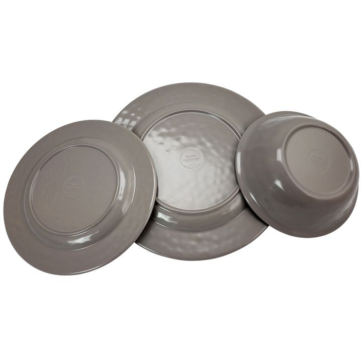 Studio California Mauna 12 Piece Dinnerware Set in  Gray Crackle Look Decal