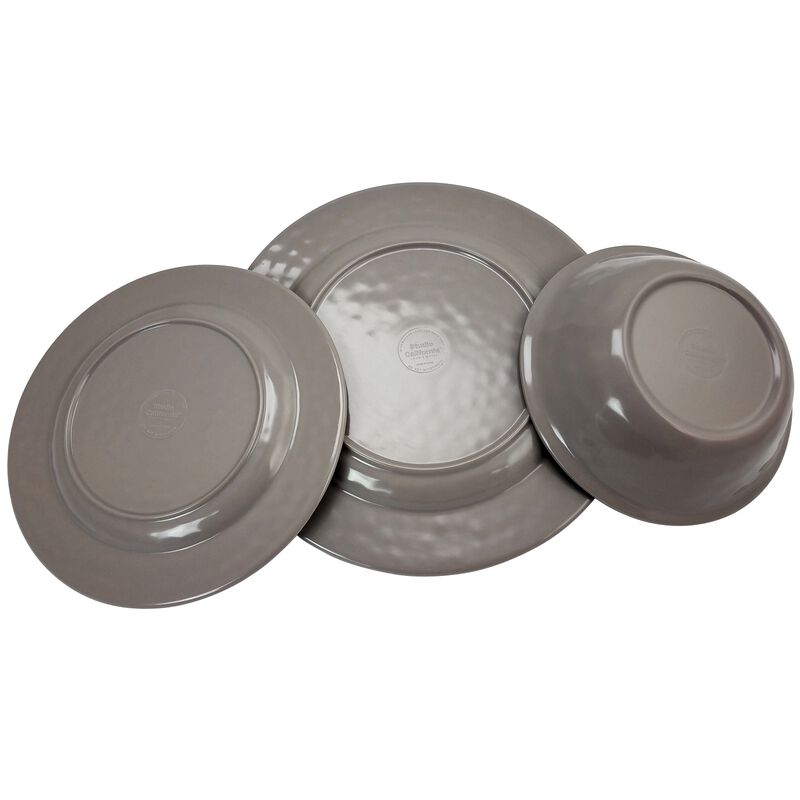 Studio California Mauna 12 Piece Dinnerware Set in  Gray Crackle Look Decal