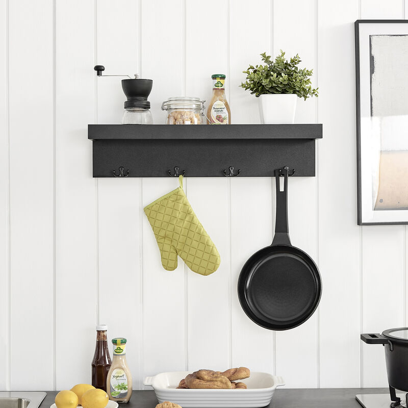 Wall Mounted Coat Rack with Decorative Ledge Shelf