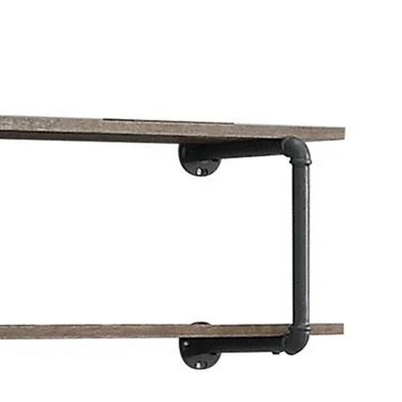 Antique Metal Framed Wall Rack, Brown and Gray - Benzara