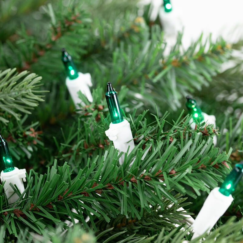 50 Count Teal Mini Christmas Light Set  17 ft White Wire