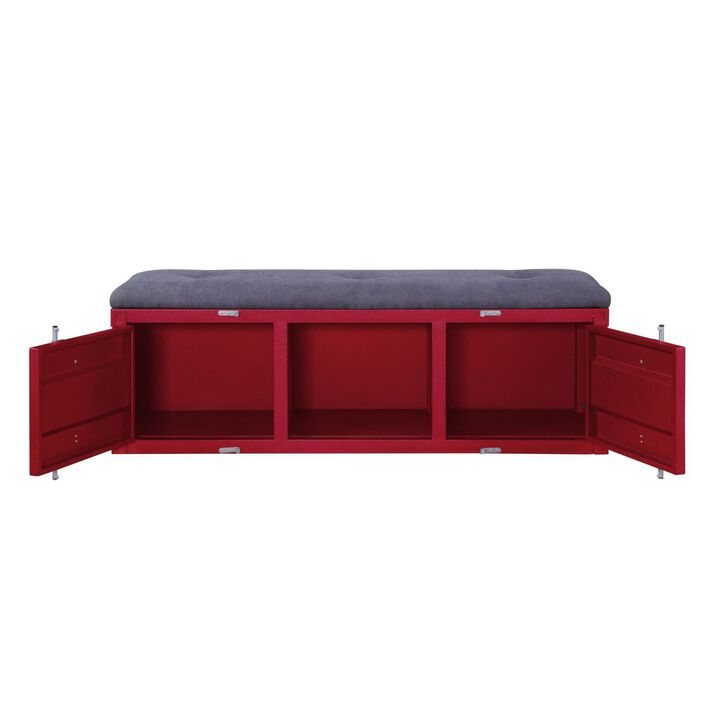 Cargo Bench (Storage), Gray Fabric & Red