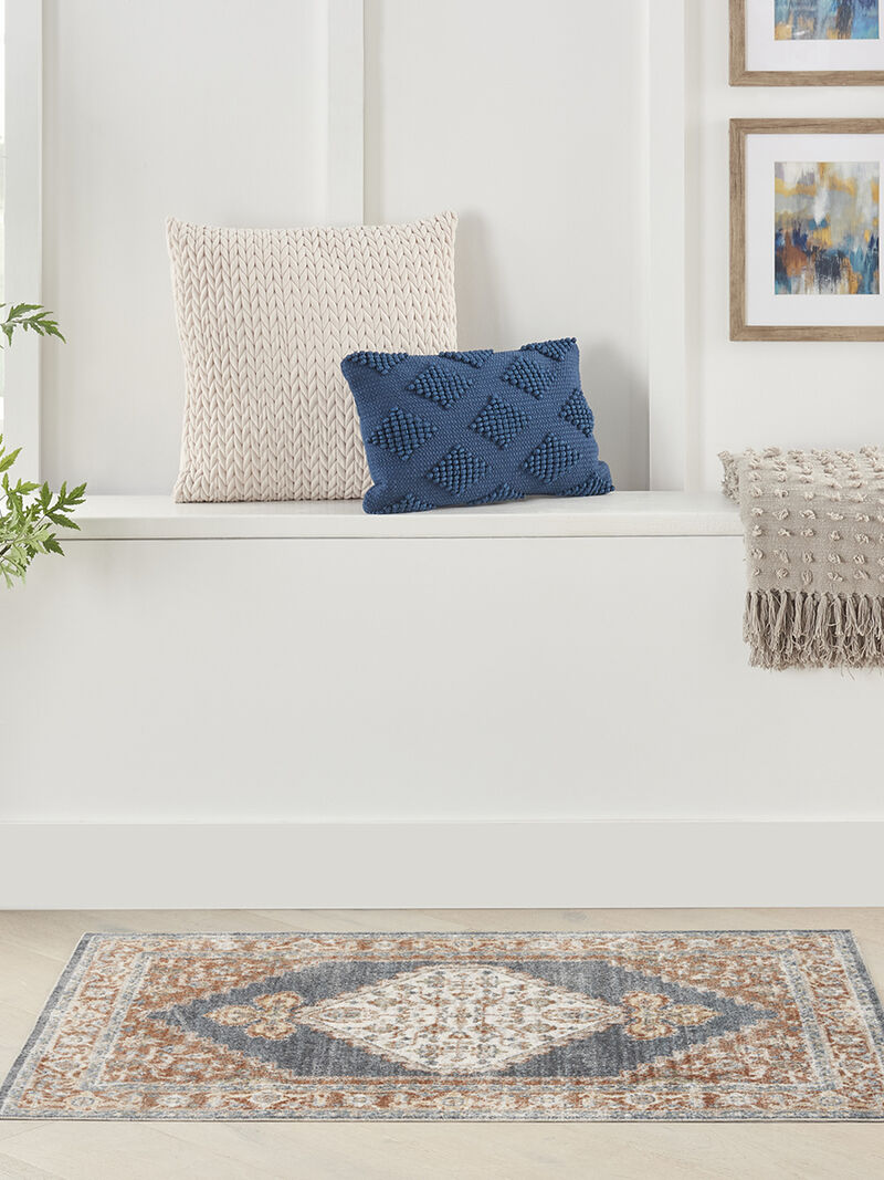 Astra Machine Washable ASW11 Denim/Multicolor 3'3" x 5' Rug