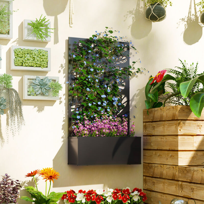 Hivvago Raised Metal Planter Box with Trellis for Climbing Plants image number 6