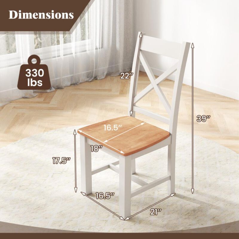 Hivvago Wooden Dining Chairs Set of 2 with High Back and Rubber Wood Frame