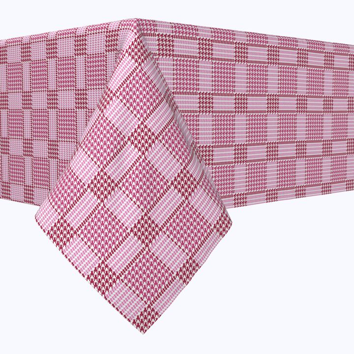 Fabric Textile Products, Inc. Square Tablecloth, 100% Polyester, Pink Houndstooth Check