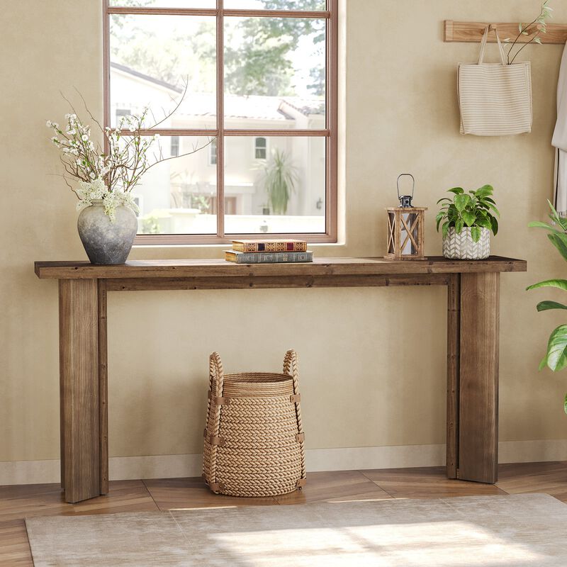 Solid Wood Sofa Console Table for Entryway, Foyer, or Hallway-Natural Wood Color image number 6
