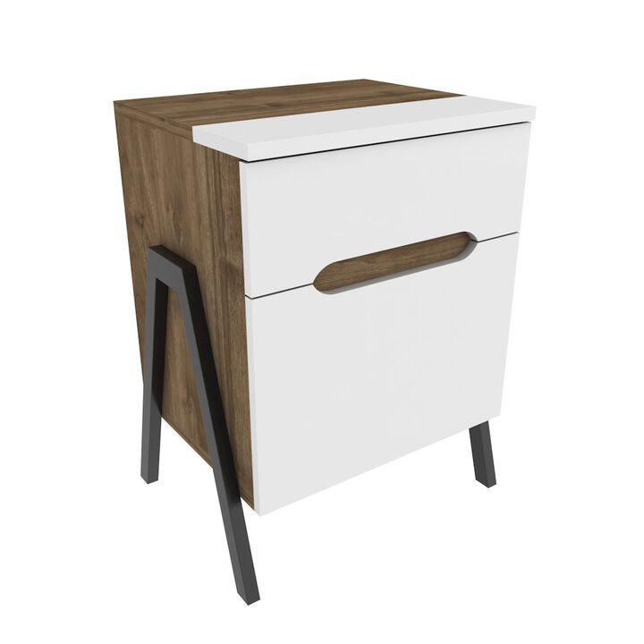 Decorotika Neva Night Stand - Walnut White Black