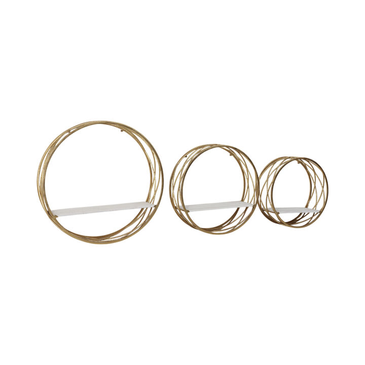 S/3 Metal Round Wall Shelves