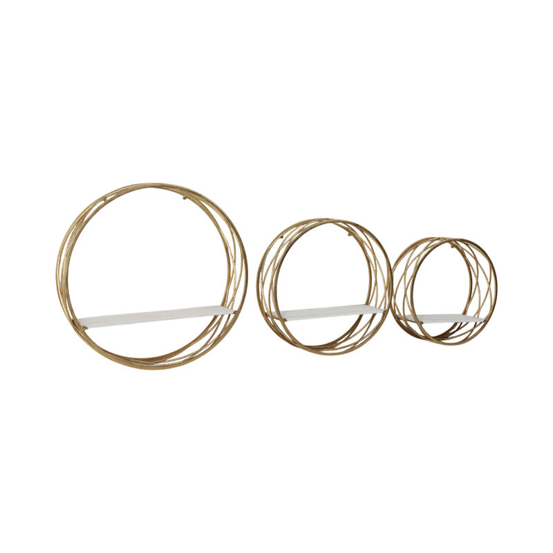 S/3 Metal Round Wall Shelves image number 1