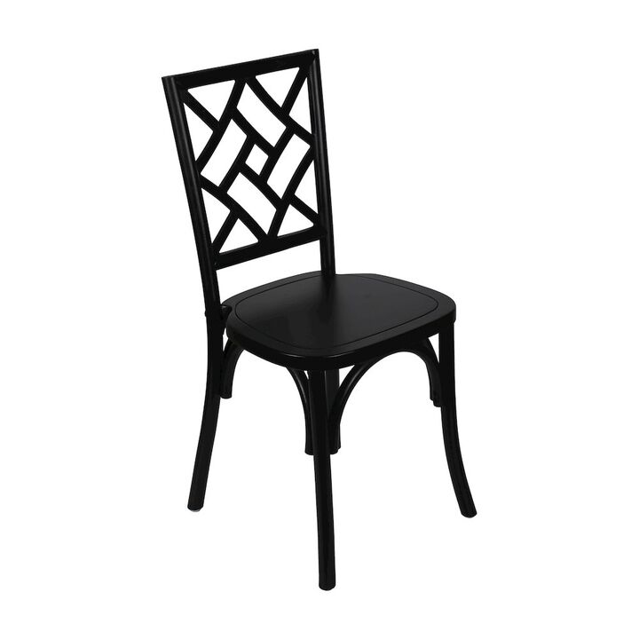 Flash Furniture Brooklyn Black Solid Wood Stackable Dining Chair with Intricate Back Detail