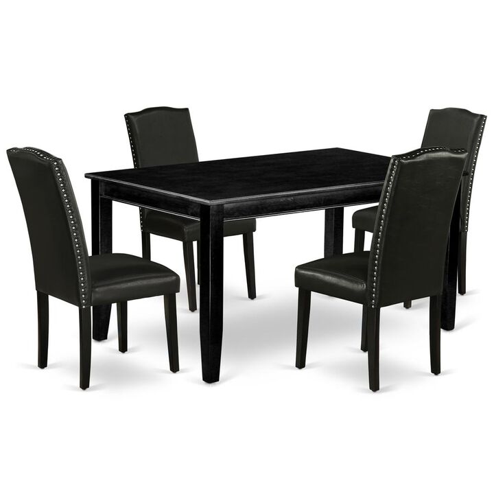 East West Furniture Dining Room Set Black, DUEN5-BLK-69