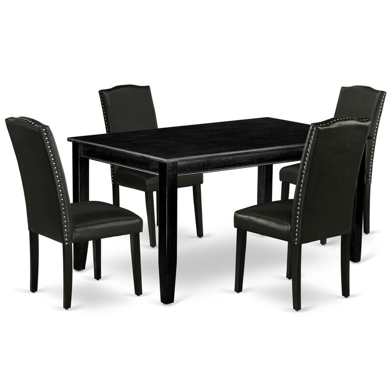 East West Furniture Dining Room Set Black, DUEN5-BLK-69