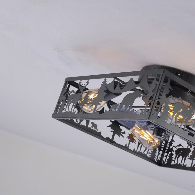 Square Flush Mount Bladeless Caged Ceiling Fan image number 8
