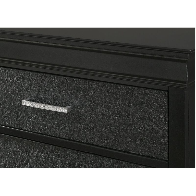 Streamdale Modern Black Nightstand with Crystal Buttons