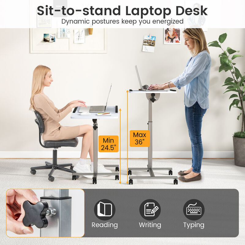 Adjustable Angle Height Rolling Laptop Table