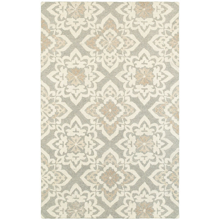HomeRoots Wool Geometric Hand Tufted Area Rug