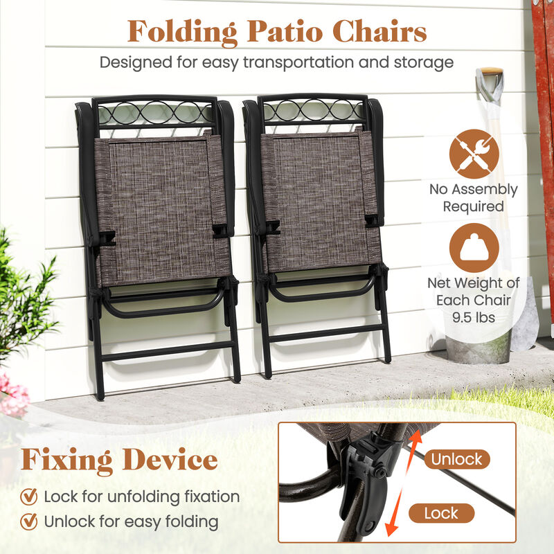 3-Piece Patio Bistro Table and Chairs Set with Built-in Umbrella Hole
