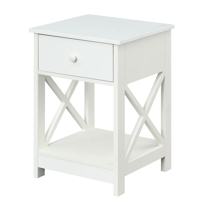 Convenience Concepts Oxford 1-Drawer End Table with Shelf, 15.75 in x 15.75 in x 24 in, White