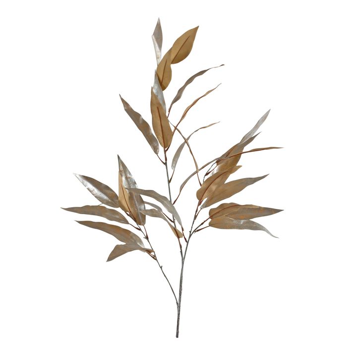 Gold Long Blade Eucalyptus Leaf Spray for Elegant Home Décor and Floral Arrangements (Set of 6)