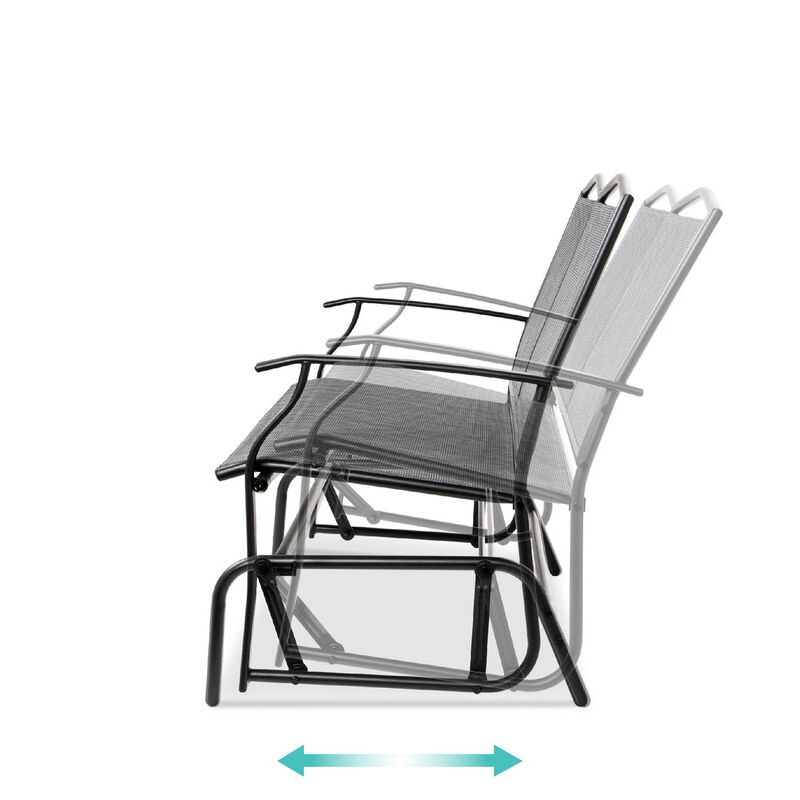 2 Seat Mesh Patio Loveseat Swing Glider Rocker with Armrests