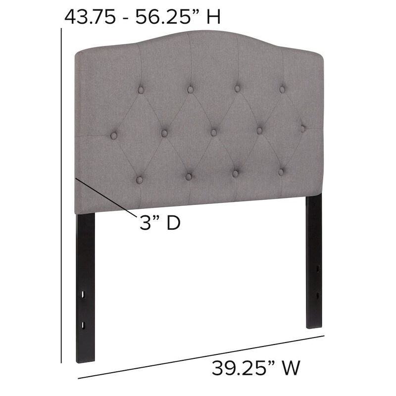 Flash Furniture Tufted Upholstered Twin Size Headboard in Light Gray Fabric image number 3