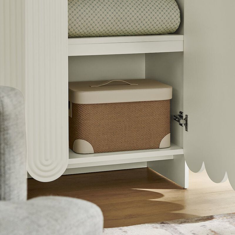 Dahlia 78 Inch Fluted and Scalloped Arched Storage Cabinet image number 9