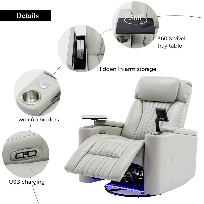 Merax Power Swivel Recliner Chair with Cell Phone Holder