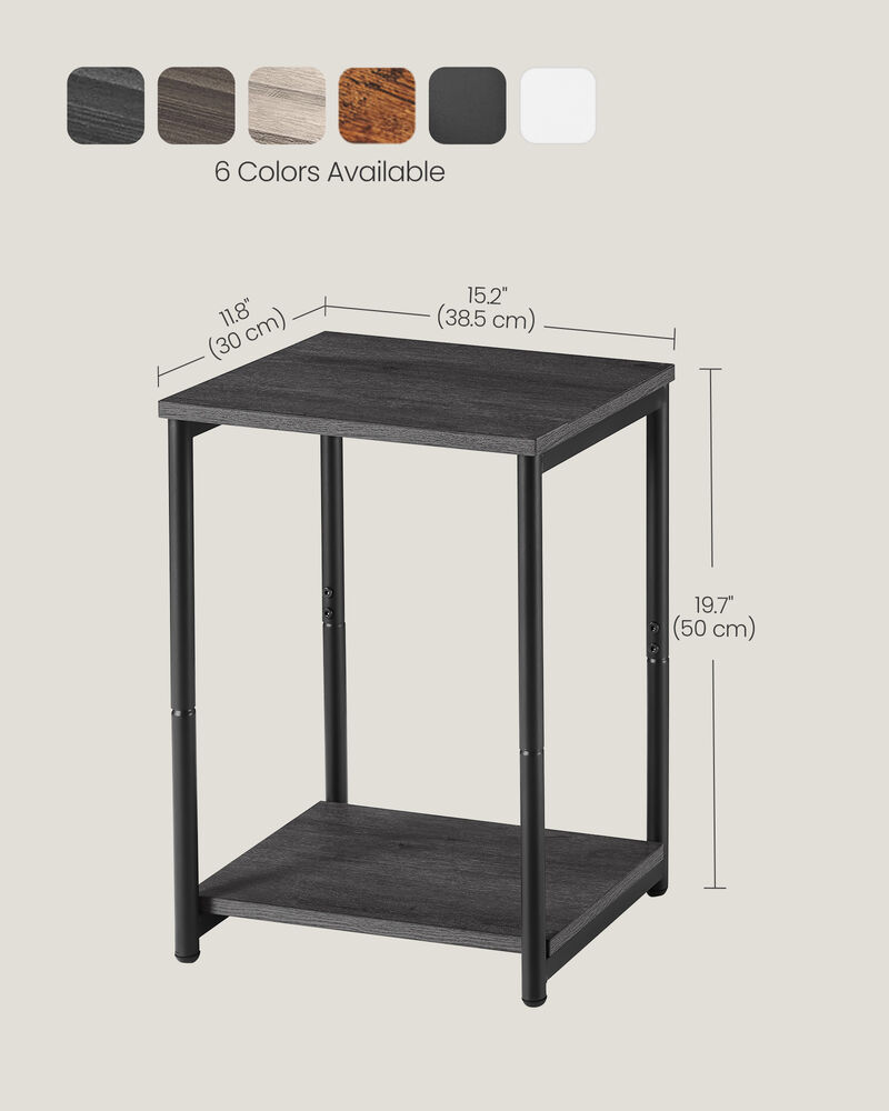 Steel Frame End Tables with Storage Shelf for Living Room and Bedroom- Set of 2