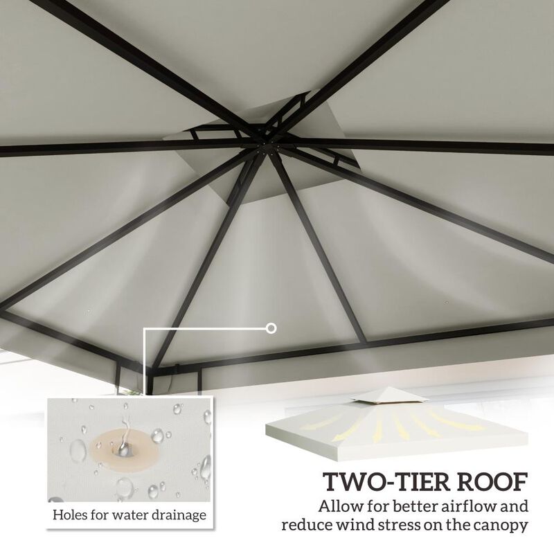 Hivvago 10' x 10' Gazebo Replacement Canopy 2-Tier Top UV Cover (Top Only) image number 3