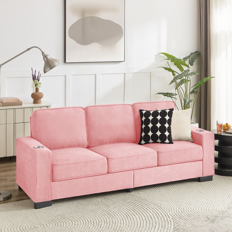 Spresk 83.86"Snowfleece Fabric sofa image number 2