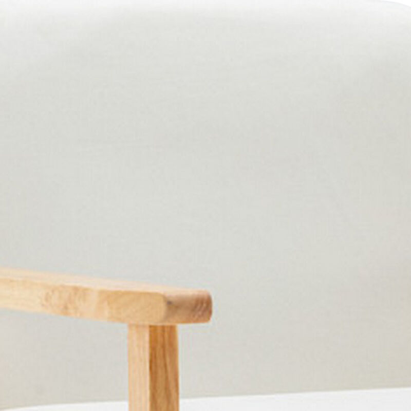 Colin 26 Inch Modern Chair, Padded Cushions, Wood Arms and Legs, Beige