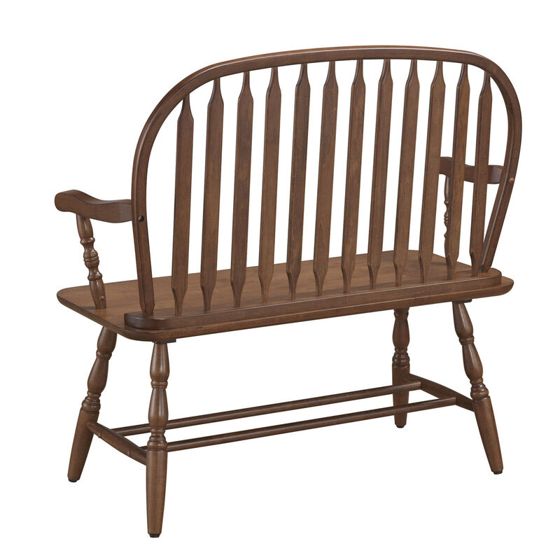 HomeRoots 44" Wood Windsor Spindle Back Bench image number 3