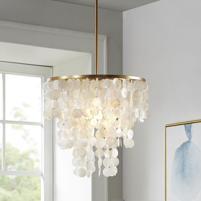 Gracie Mills Leo Seashell-Inspired Layered Chandelier