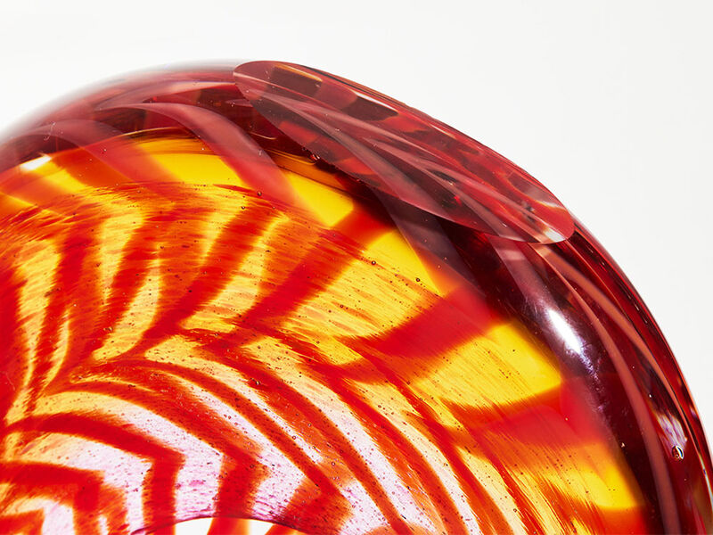 Hand Blown Abstract Sun Conure Sommerso Art Glass Sculpture