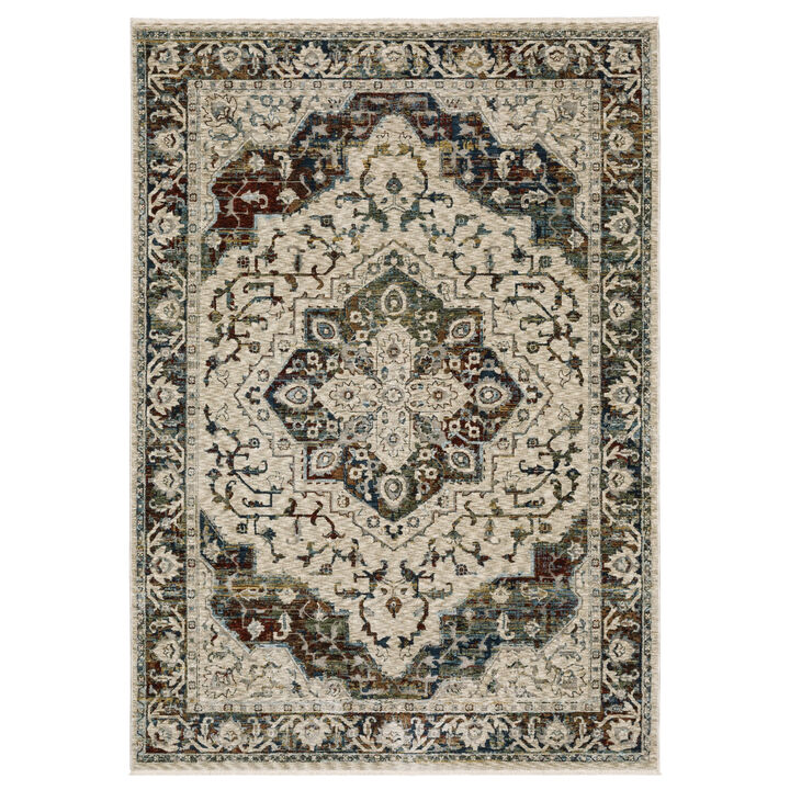 HomeRoots Medallion Area Rug With Fringe