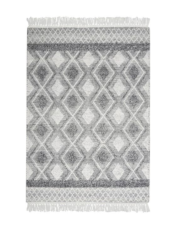 HomeRoots Floral Medallion Flatweave Handmade Area Rug With Fringe
